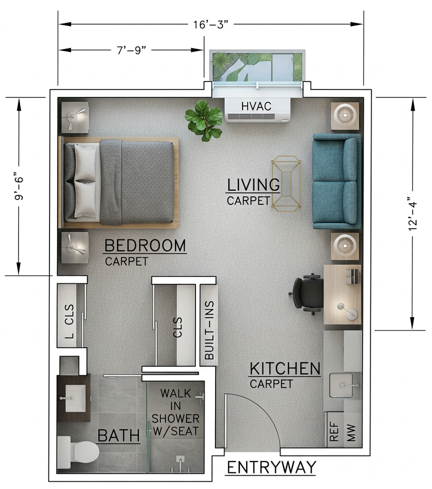 Studio Deluxe floor plan